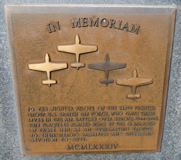 USAF ACADEMY 339TH FIGHTER GROUP WAR MEMORIAL PLAQUE