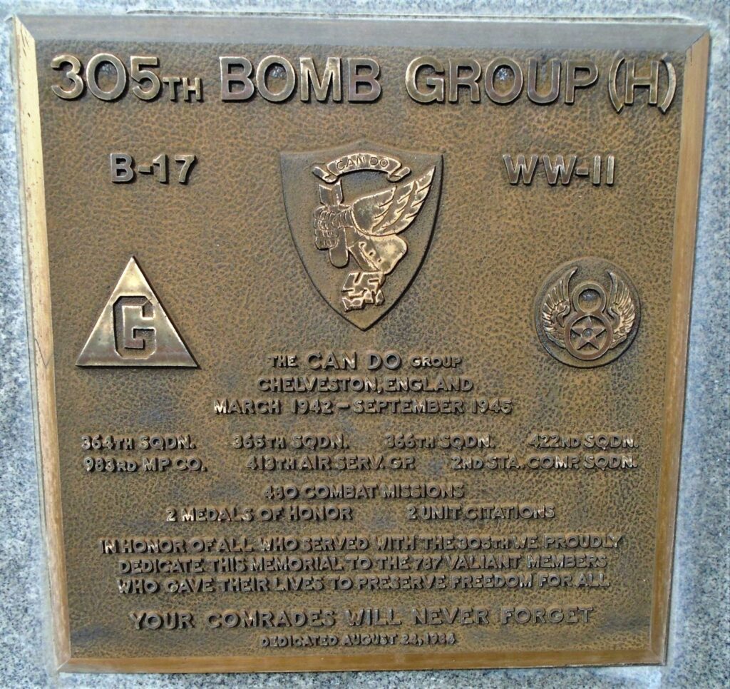 305TH BOMB GROUP (H) WAR MEMORIAL PLAQUE