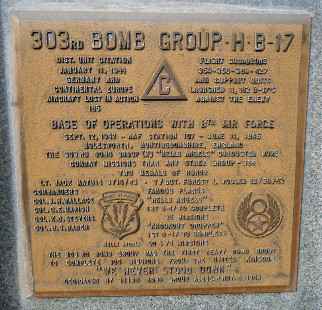 303RD BOMB  GROUP-H-B-17 WAR MEMORIAL PLAQUE