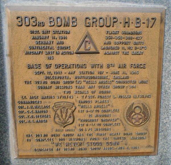 303RD BOMB  GROUP-H-B-17 WAR MEMORIAL PLAQUE