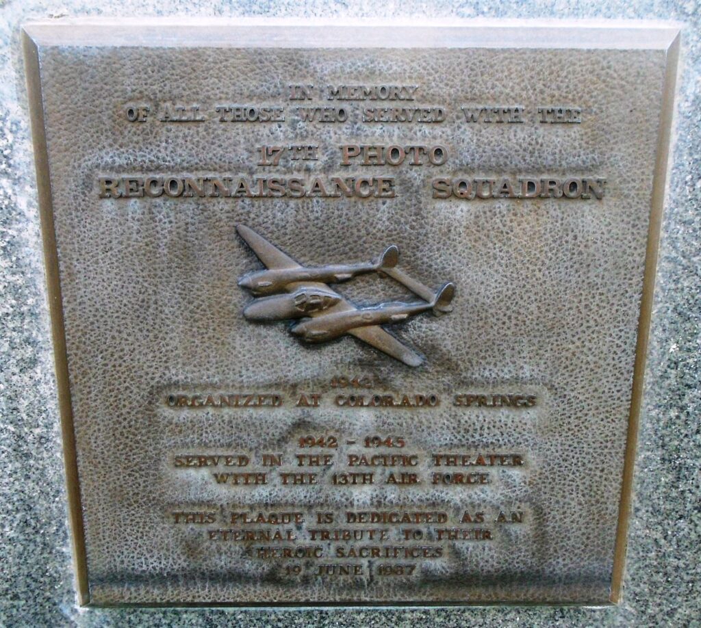 17TH PHOTO RECONNAISSANCE SQUADRON WAR MEMORIAL PLAQUE