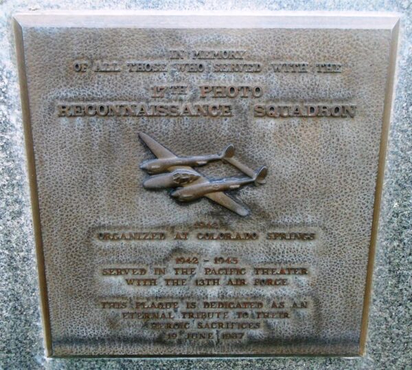 17TH PHOTO RECONNAISSANCE SQUADRON WAR MEMORIAL PLAQUE
