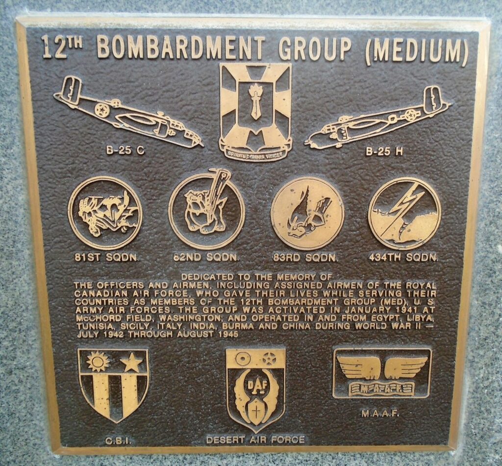 12TH BOMBARDMENT GROUP (MEDIUM) WAR MEMORIAL PLAQUE