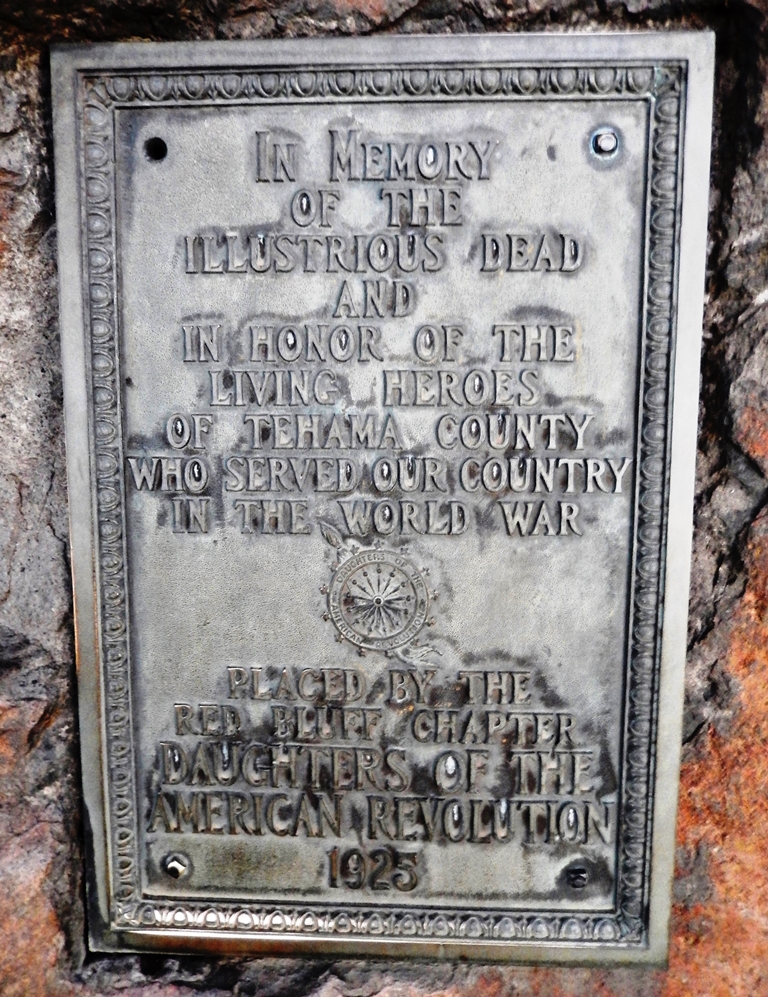 TEHAMA COUNTY WORLD WAR MEMORIAL PLAQUE