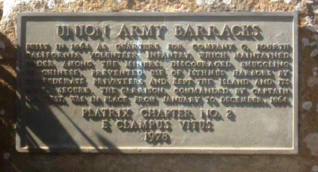 UNION ARMY BARRACKS WAR MEMORIAL PLAQUE