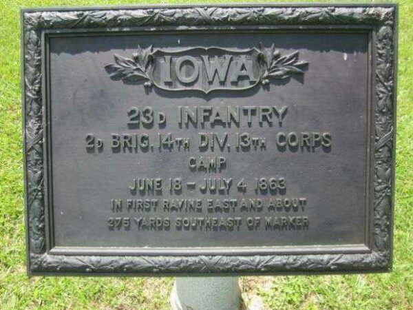 23D IOWA INFANTRY RAVINE AT VICKSBURG MEMORIAL PLAQUE