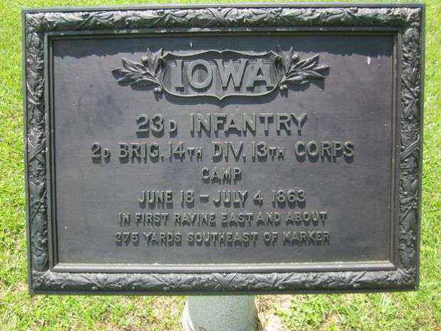 23D IOWA INFANTRY RAVINE AT VICKSBURG MEMORIAL PLAQUE