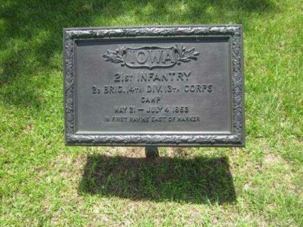 21ST IOWA INFANTRY RAVINE AT VICKSBURG MEMORIAL PLAQUE