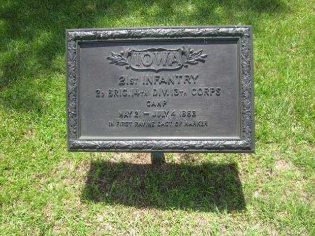 21ST IOWA INFANTRY RAVINE AT VICKSBURG MEMORIAL PLAQUE