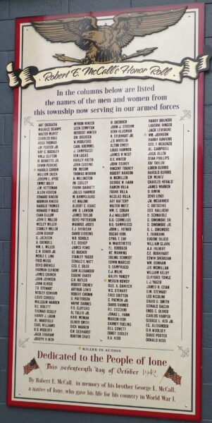 IONE VETERANS MEMORIAL PARK PLAQUE C