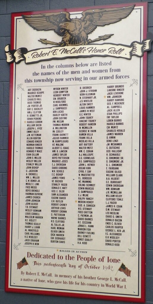 IONE VETERANS MEMORIAL PARK PLAQUE C