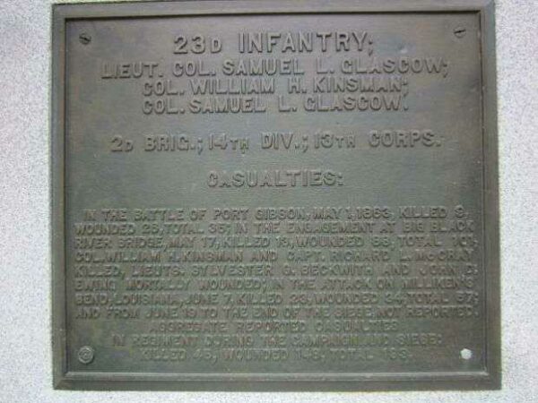 23RD IOWA INFANTRY AT VICKSBURG MEMORIAL PLAQUE