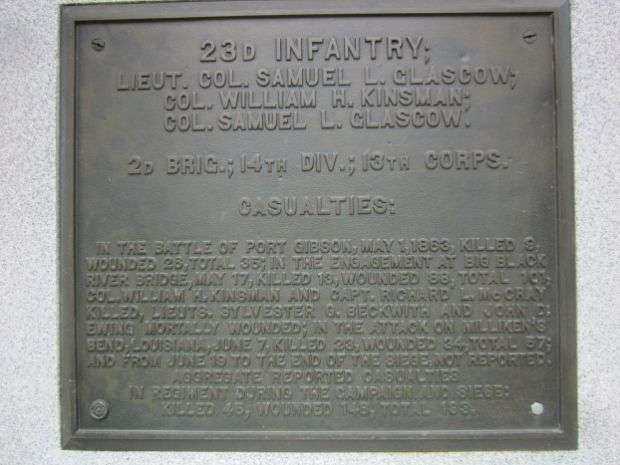 23RD IOWA INFANTRY AT VICKSBURG MEMORIAL PLAQUE