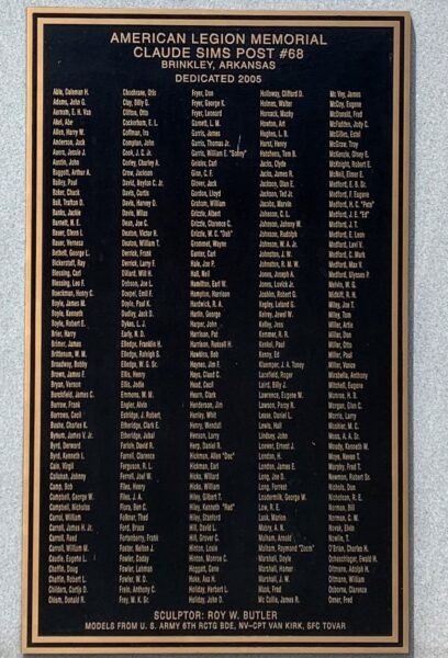AMERICAN LEGION MEMORIAL CLAUDE SIMS POST #66 PLAQUE