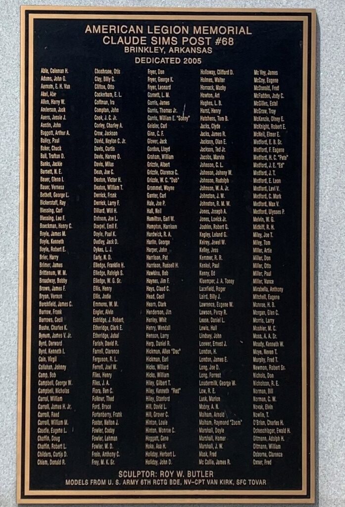 AMERICAN LEGION MEMORIAL CLAUDE SIMS POST #66 PLAQUE