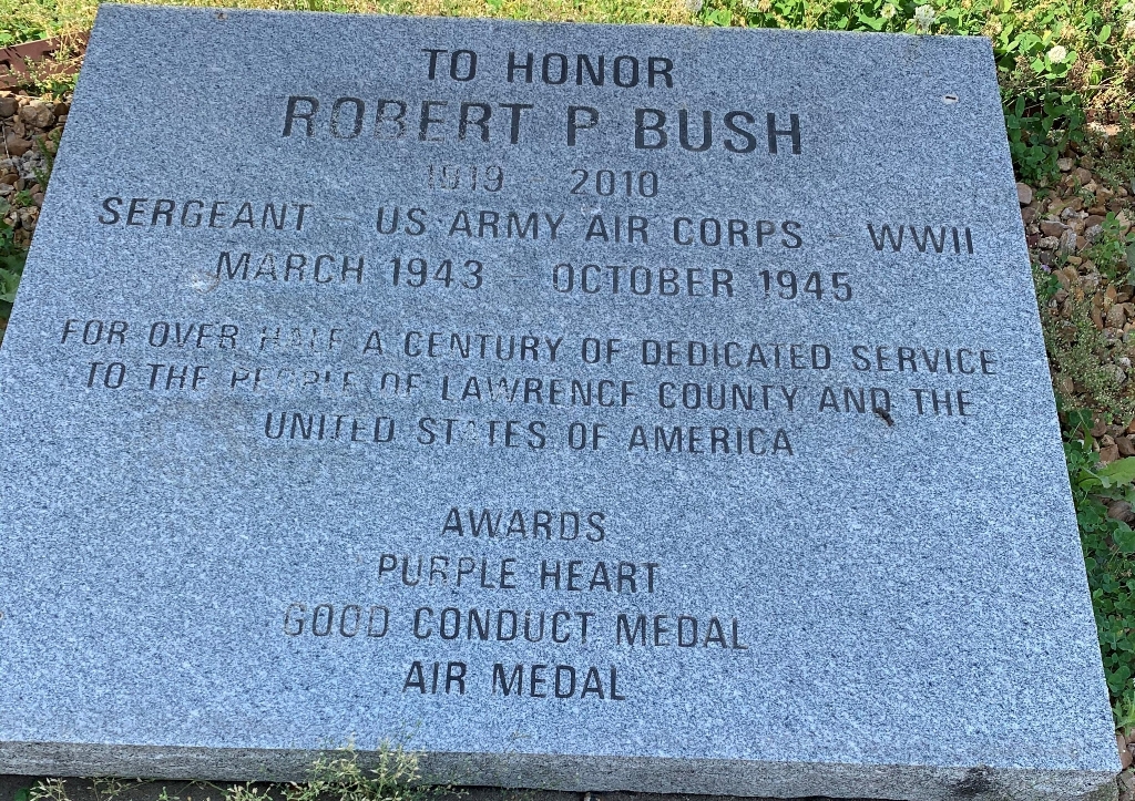 TO HONOR ROBERT P BUSH WAR MEMORIAL TABLET