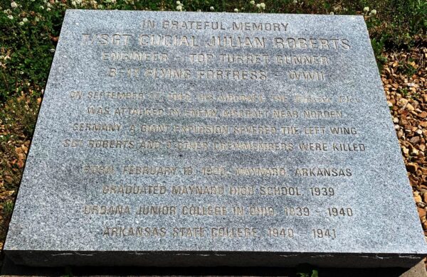 T/SGT CUCIAL JULIAN ROBERTS MEMORIAL TABLET