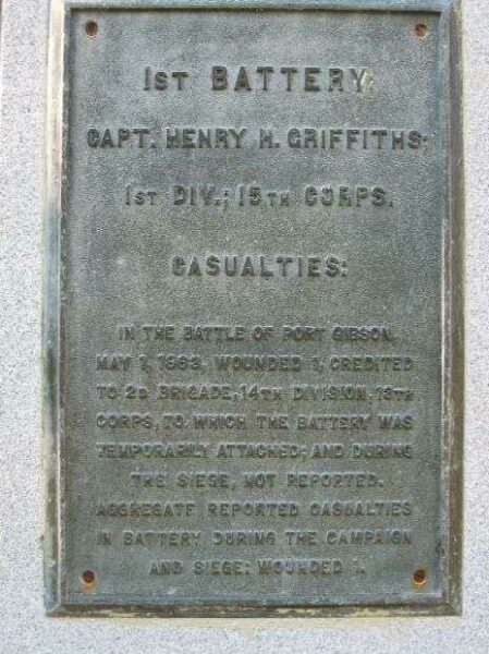 1ST IOWA BATTERY AT VICKSBURG MEMORIAL PLAQUE