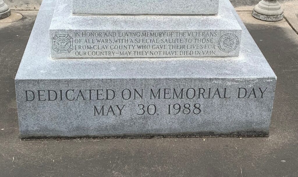 CLAY COUNTY ALL WARS VETERANS MEMORIAL STONE A