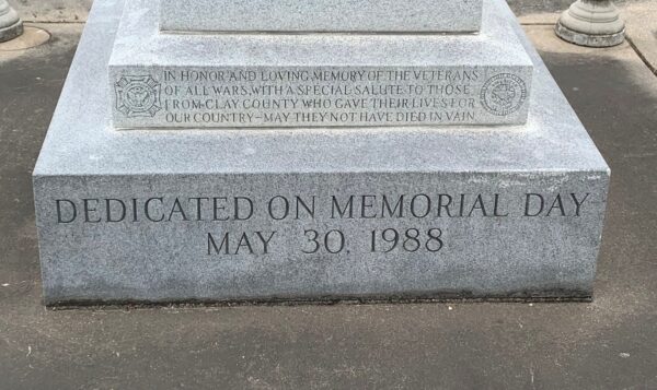 CLAY COUNTY ALL WARS VETERANS MEMORIAL STONE A
