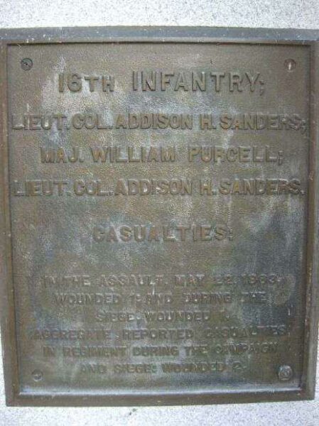 16TH IOWA INFANTRY AT VICKSBURG MEMORIAL PLAQUE