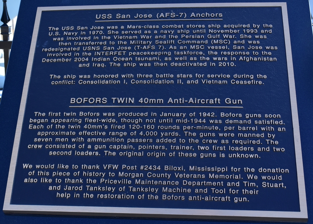 USS SAN JOSE (AFS-7) ANCHORS MEMORIAL PLAQUE