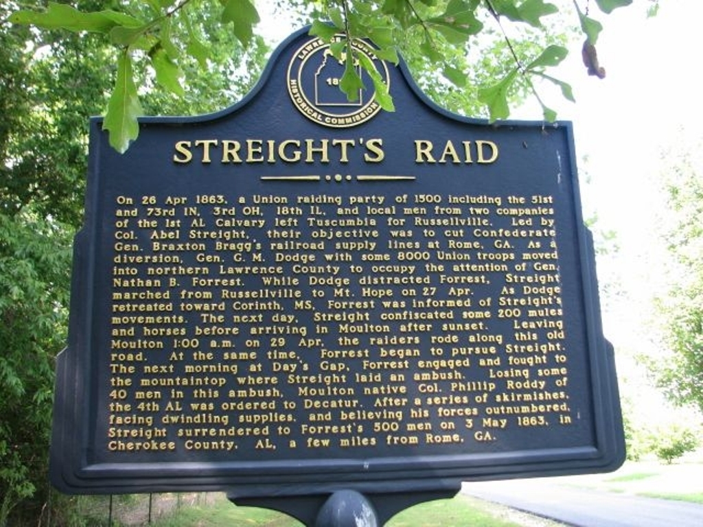 STREIGHT’S RAID WAR MEMORIAL MARKER