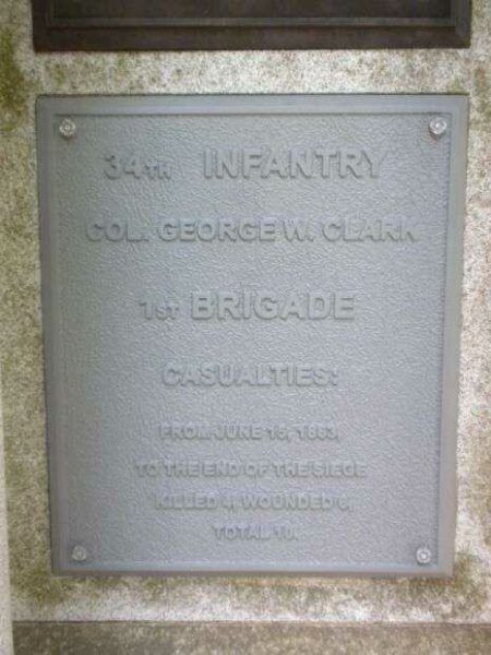 34TH IOWA INFANTRY AT VICKSBURG MEMORIAL PLAQUE