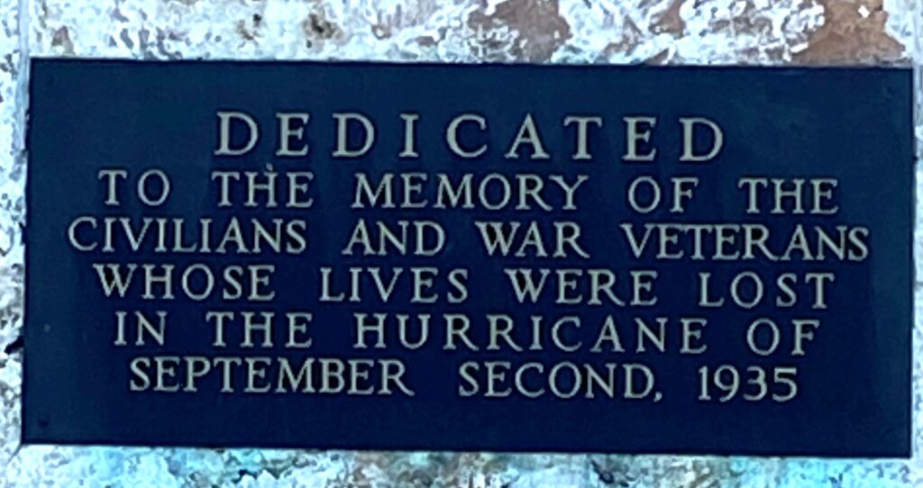 ISLAMORADA CIVILIANS AND WAR VETERANS HURRICANE LOSS MEMORIAL PLAQUE