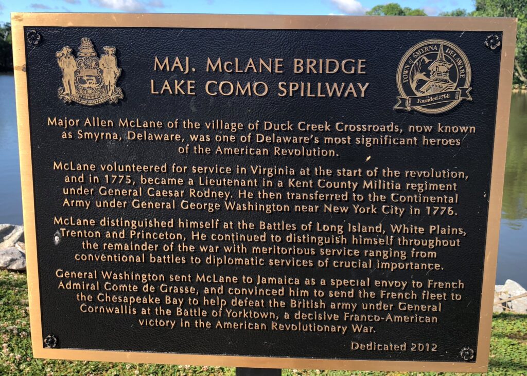MAJ. MCLANE BRIDGE LAKE COMO SPILLWAY MEMORIAL PLAQUE