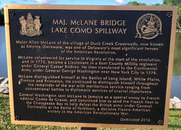 MAJ. MCLANE BRIDGE LAKE COMO SPILLWAY MEMORIAL PLAQUE