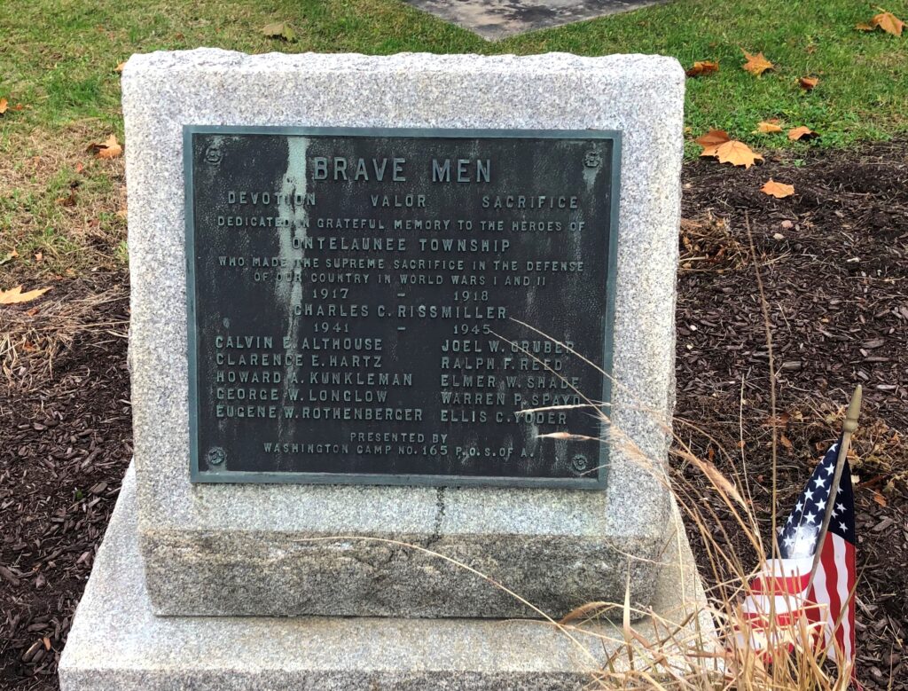 ONTELAUNEE TOWNSHIP SUPREME SACRIFICE WORLD WARS MEMORIAL