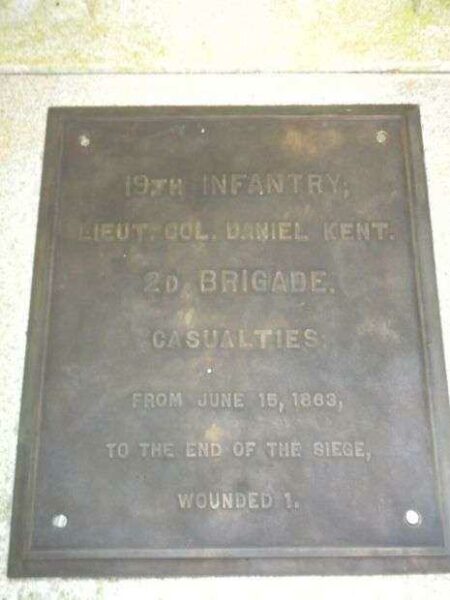 19TH IOWA INFANTRY AT VICKSBURG MEMORIAL PLAQUE