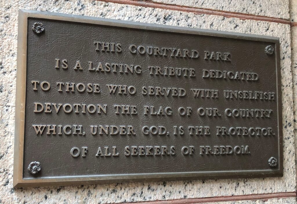 COURTYARD PARK VETERANS MEMORIAL PLAQUE