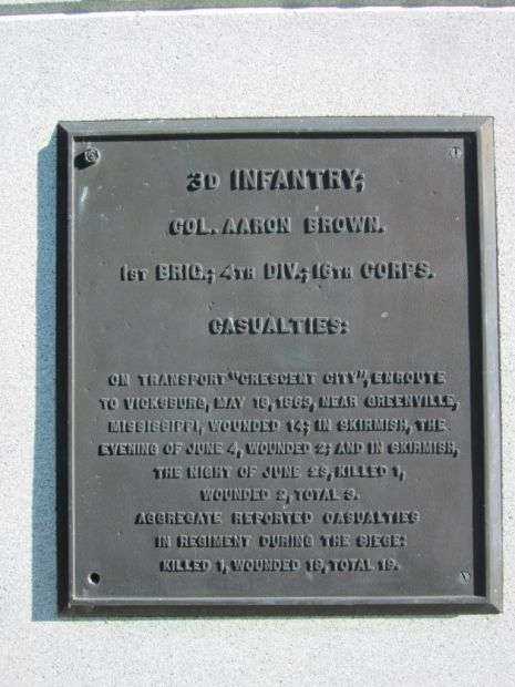 3RD IOWA INFANTRY AT VICKSBURG MEMORIAL PLAQUE