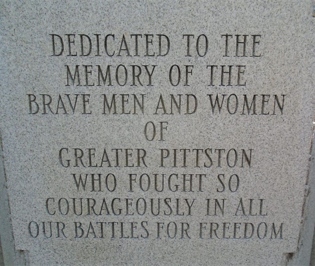 GREATER PITTSTON WAR VETERANS MEMORIAL DEDICATION STONE