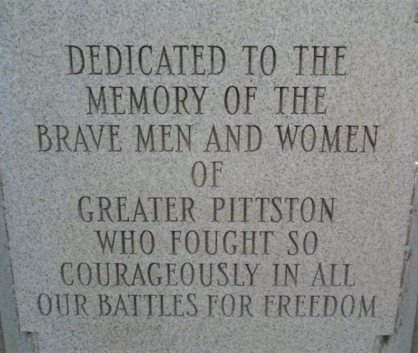 GREATER PITTSTON WAR VETERANS MEMORIAL DEDICATION STONE