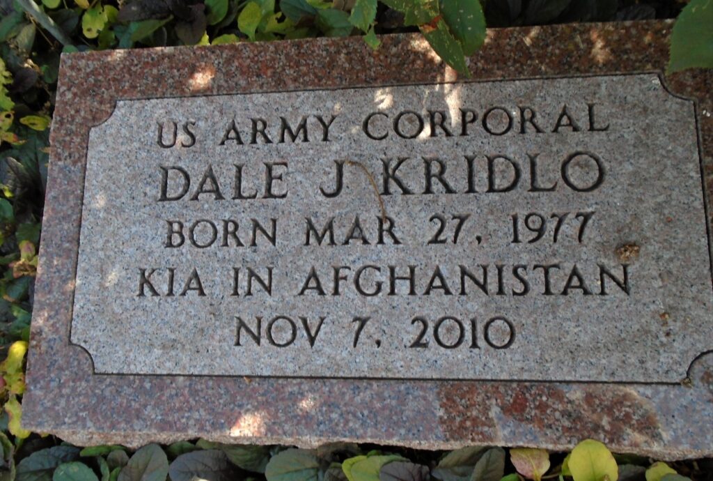 DALE J KRIDLO WAR MEMORIAL TABLET