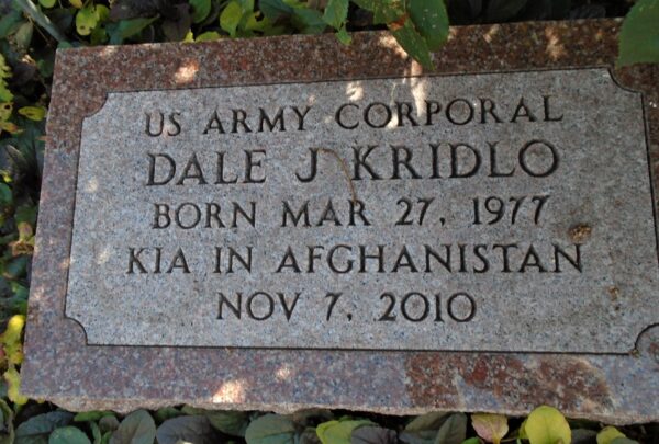 DALE J KRIDLO WAR MEMORIAL TABLET