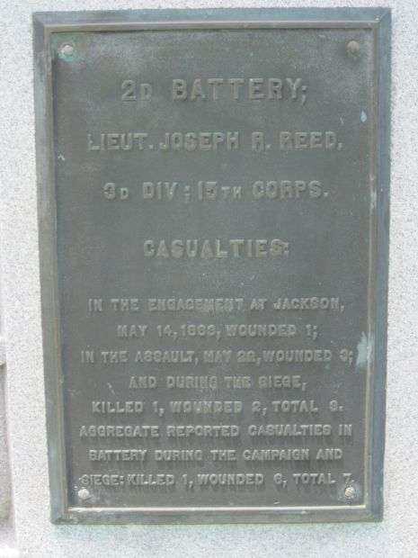 2ND IOWA BATTERY AT VICKSBURG MEMORIAL PLAQUE