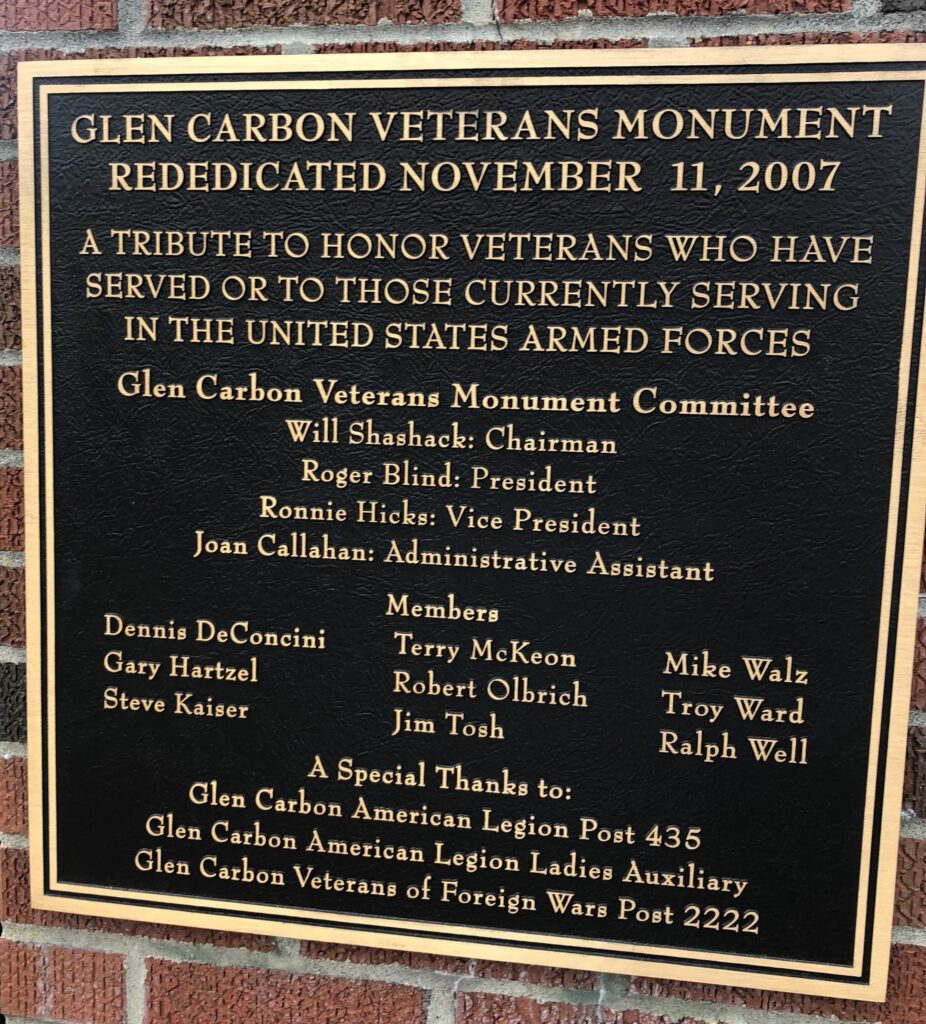 GLEN CARBON VETERANS MONUMENT PLAQUE A