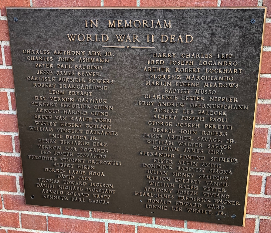 COLLINSVILLE WORLD WAR II MEMORIAL PLAQUE