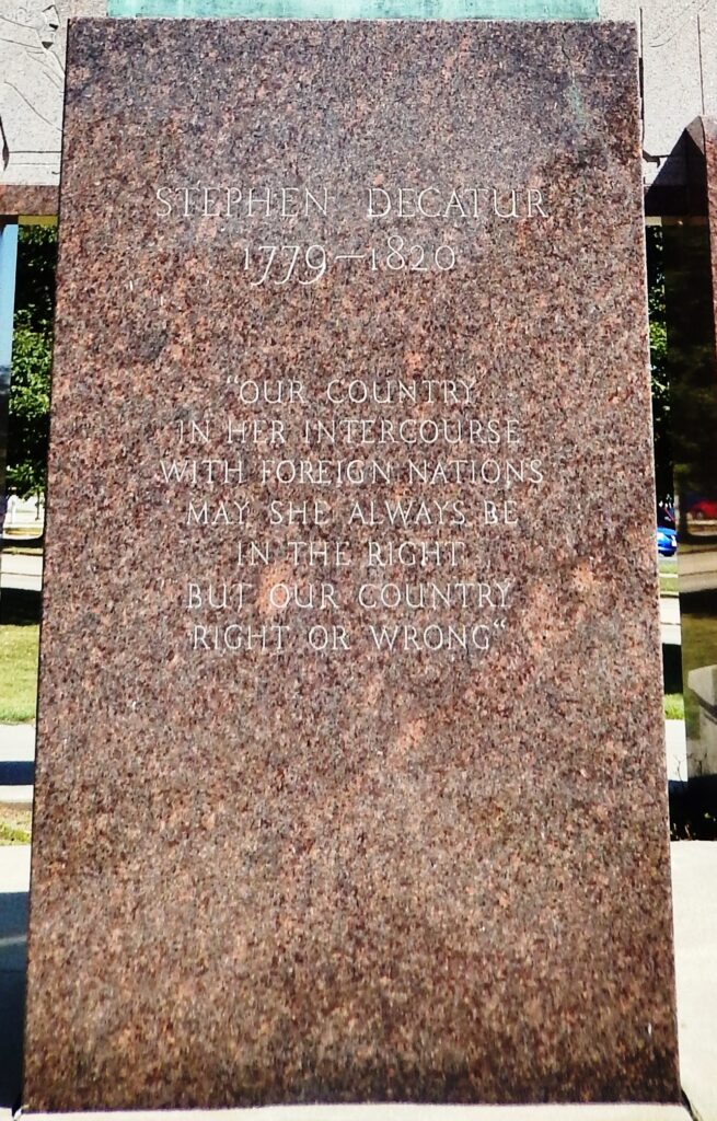 STEPHEN DECATUR WAR MEMORIAL DEDICATION STONE