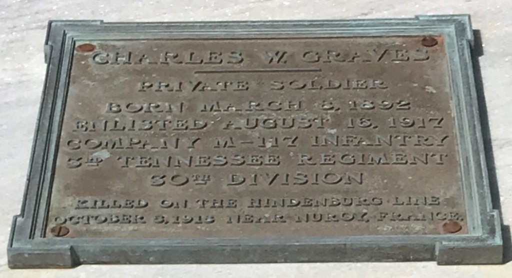 CHARLES W. GRAVES WAR MEMORIAL PLAQUE A