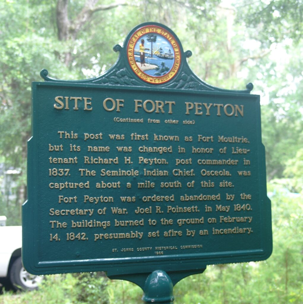 SITE OF FORT PEYTON WAR MEMORIAL MARKER BACK