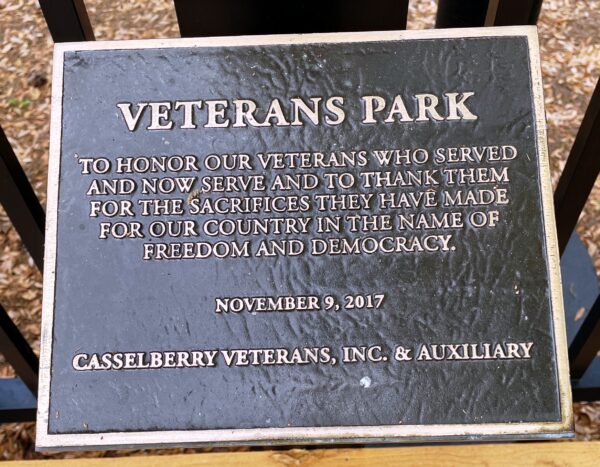 CASSELBERRY VETERANS PARK MEMORIAL PLAQUE