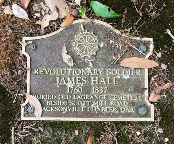 REVOLUTIONARY SOLDIER JAMES HALL WAR MEMORIAL PLAQUE