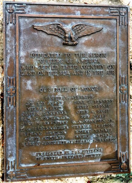 NORTH BREVARD COUNTY VETERANS ROLL OF HONOR MEMORIAL PLAQUE