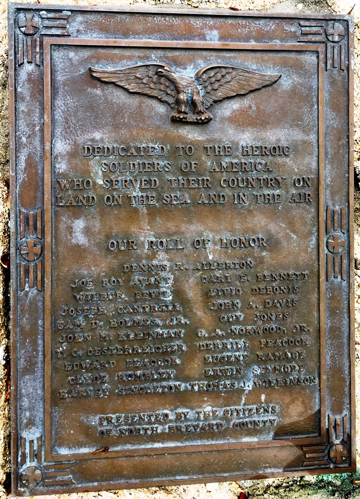 NORTH BREVARD COUNTY VETERANS ROLL OF HONOR MEMORIAL PLAQUE