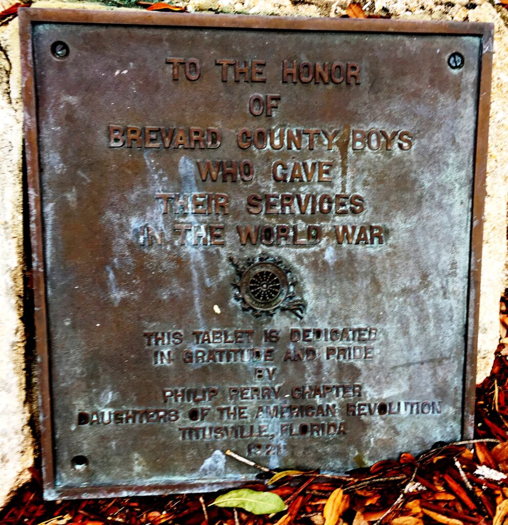 BREVARD COUNTY BOYS WORLD WAR MEMORIAL PLAQUE